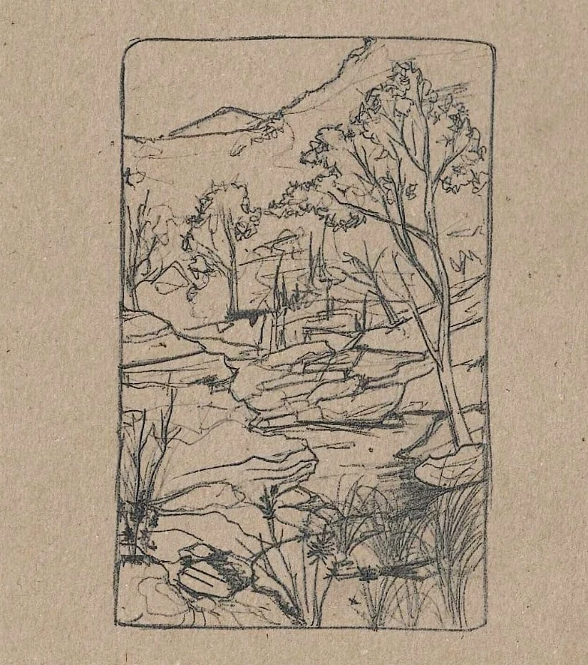 Estudio en cuaderno — Ponte Nova.